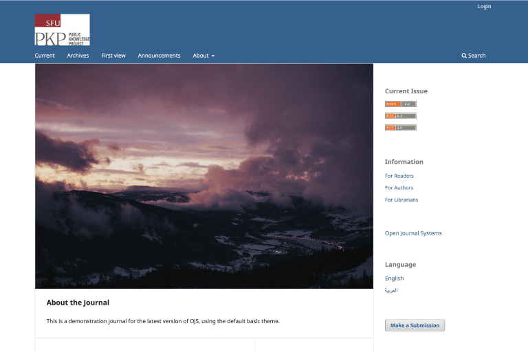 Screenshot of Default theme for OJS