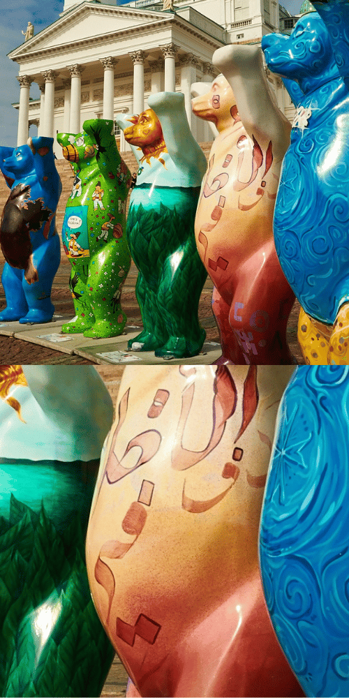 Bear statues painted in culturally diverse ways illustrate the diversity, inclusion, and openness of this location where a sprint was held. Photograph was taken by a PKP staff Jason Nugent.