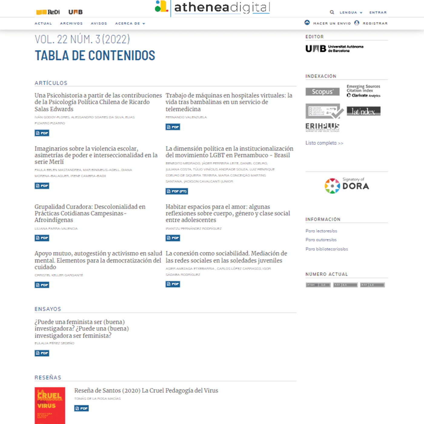 Another variation, this time minimalist,  on how the issue can be laid out with OJS software. 