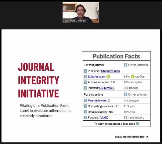 The Publication Facts Label is constructed like a nutrition facts label where there is information available to help evaluate. 

In this case, the information available is used to evaluate a publication's adherence to scholarly publishing standards: 

publisher, editorial team, ORCID ids, article acceptance rate, indexing, peer reviewing, competing interests, data availability, and funders. 