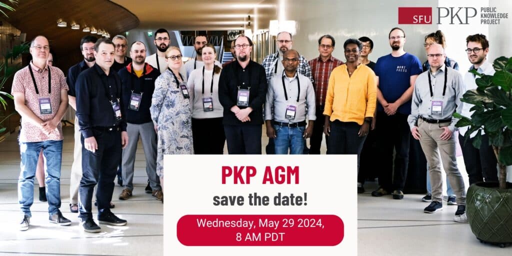 A group of PKPers gather to work on PKP software, via Anne Haapanen The Federation of Finnish Learned Societies PKP Helsinki Sprint 2022. The groups consists of 20 Sprint contributors. Ten of the contributors are light-skinned, while the rest are of medium to dark-skinned contributors. Everyone is standing up for a group portrait and looking devoted. 