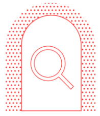 A doorway with a looking glass inside, representing the idea of making Coalition Publica easier to understand.