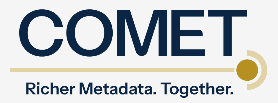 COMET logo with text under that reads richer metadata together.
