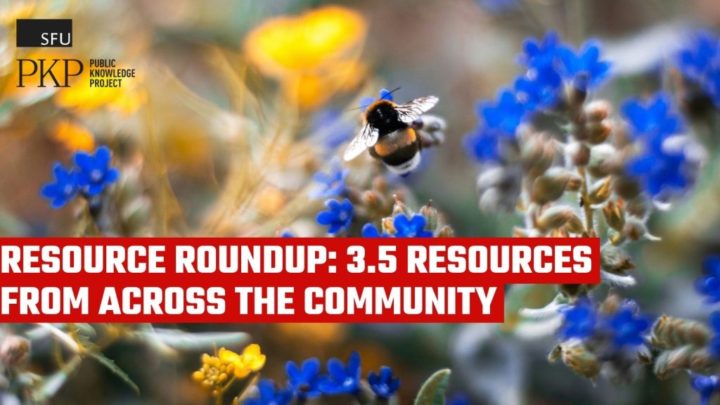 A bee travels from blue flowers to yellow flowers collecting pollen, representing resources from across the community.